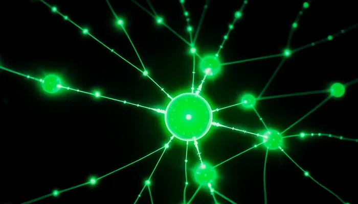Rede de nós conectados representando a estrutura de pilar e satélites de um cluster de conteúdo